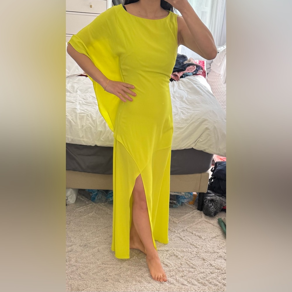 BCBG Neon yellow side slit dress - sz 2
